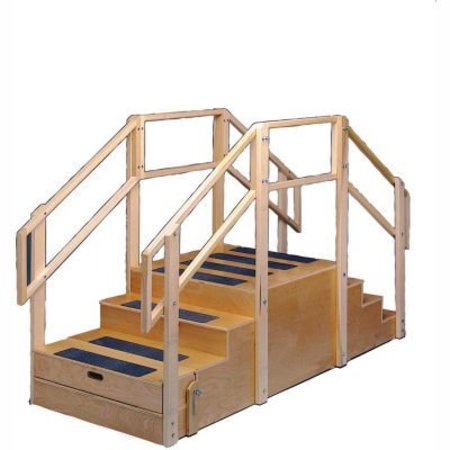 FABRICATION ENTERPRISES Two-Sided Compact Training Stairs with Platform, 96"L x 36"W x 60"H 15-4203